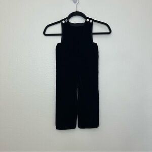 Gordon & Company Vintage Black Velvet Button-Shoulder Overalls 24 months